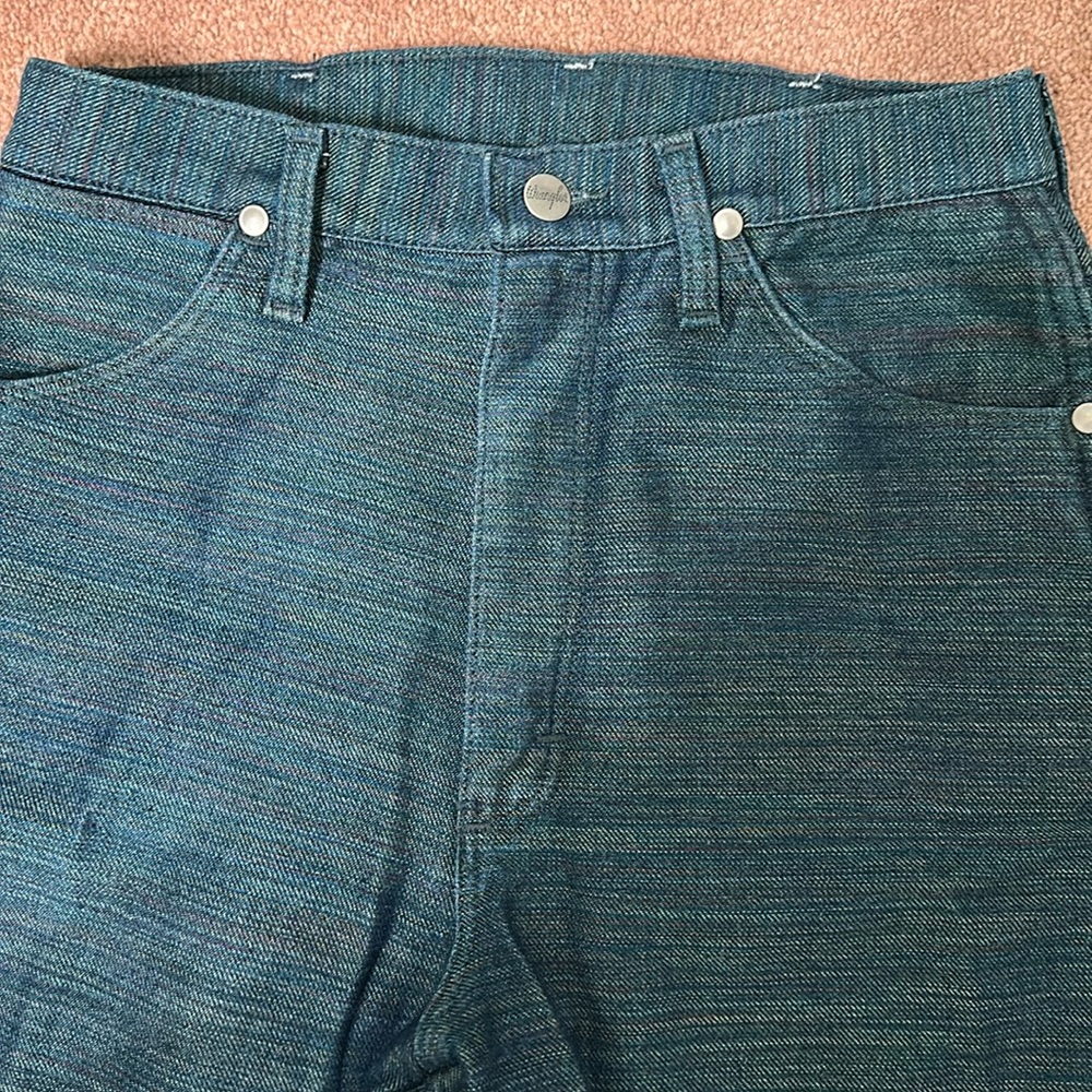 Wrangler women’s Multicolor Denim Vintage jeans. Sz 7x36. Cowgirl Rodeocore